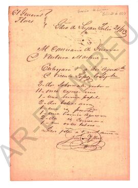 [Carta del Gral. José María Flores al Comisario de Guerra Ventura Martínez] 1853