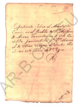 Expediente sobre abasto de carne en el pueblo de San Antonio de Areco, 1820